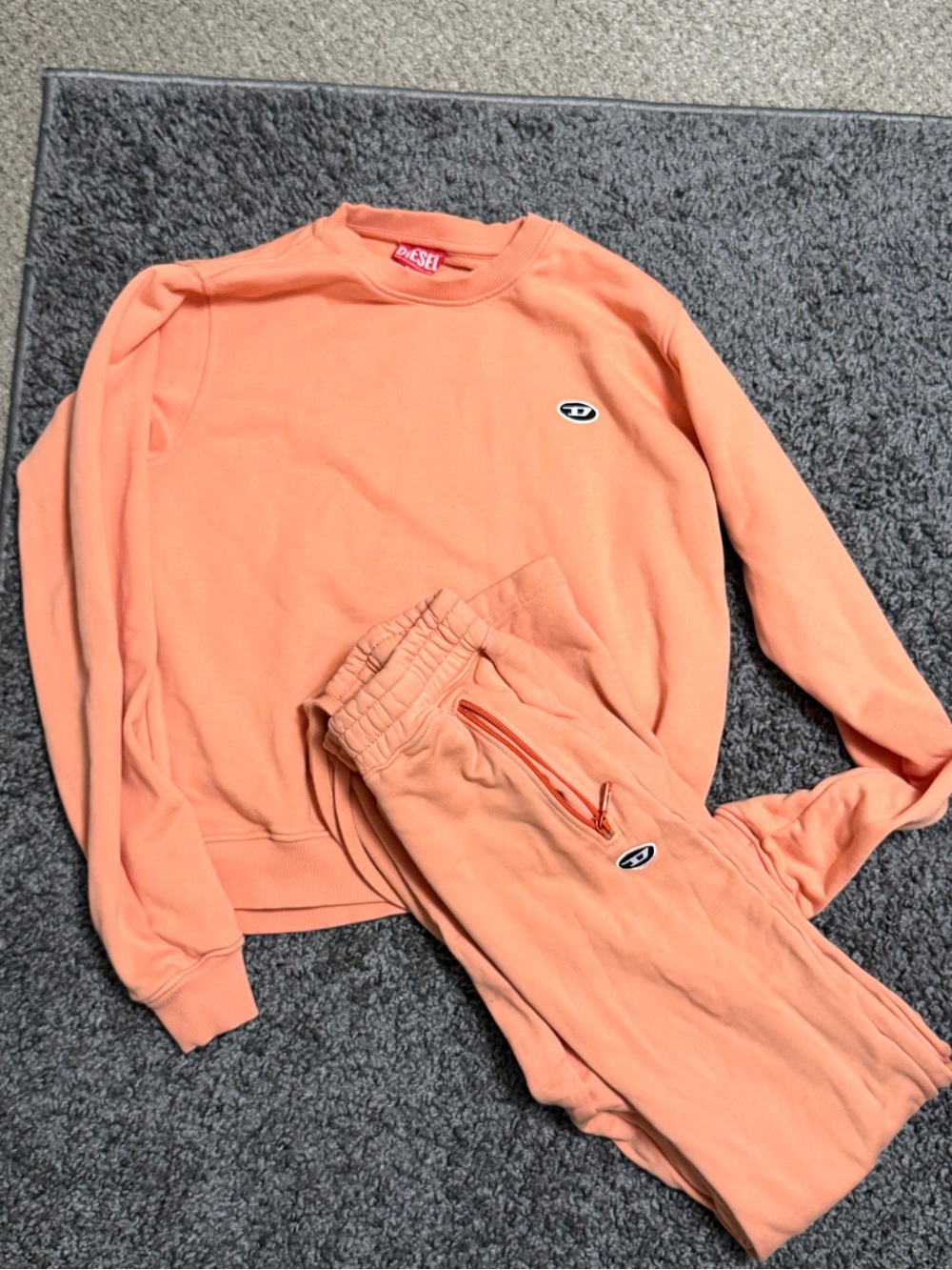 Diesel Peach-Orange Sweatshirt and Joggers Set